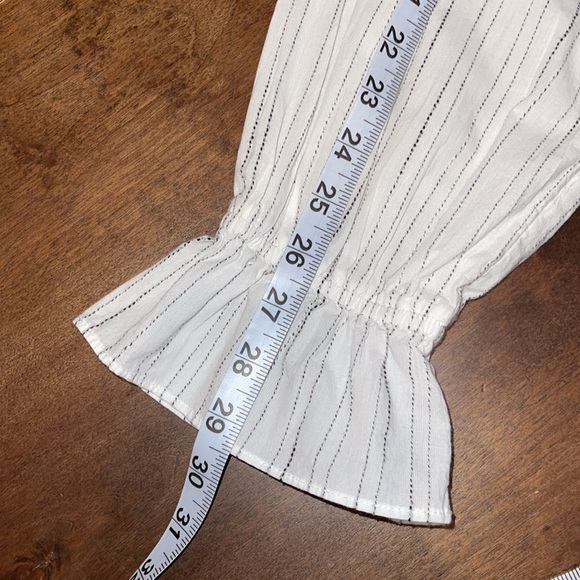 J. Crew Peasant Tulip Cuff Tie Waist Button down Blouse Sz. L - Picture 14 of 16